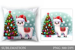 Cute Lama Pillow Design. Christmas Pillow Sublimation Product Image 1