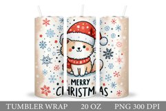 Christmas Cat Tumbler Design. Christmas Tumbler Sublimation Product Image 1