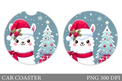 Lama Car Coaster Sublimation. Christmas Car Coaster Design Product Image 1