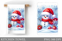 Snowman Kitchen Towel Design. Christmas Kitchen Towel Product Image 1