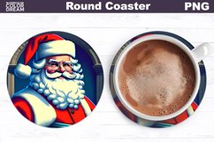 Christmas Round Coaster Design | Retro Santa Claus Coaster Product Image 1