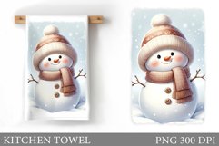Snowman Kitchen Towel Design. Christmas Kitchen Towel Product Image 1