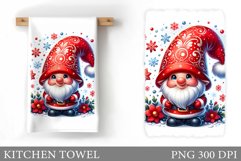 Christmas Kitchen Towel. Christmas Gnome Kitchen Towel Product Image 1