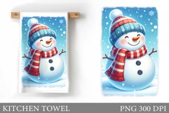 Snowman Kitchen Towel Design. Christmas Kitchen Towel Product Image 1