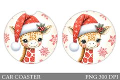 Christmas Giraffe Car Coaster. Christmas Car Coaster Design Product Image 1