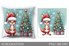 Christmas Kangaroo Pillow. Christmas Pillow Sublimation Product Image 1