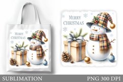 Snowman Tote Bag Sublimation. Christmas Tote Bag Design Product Image 1