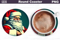 Christmas Round Coaster Design | 3D Santa Claus Coaster Product Image 1