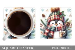 Cute Penguin Coaster Design. Christmas Coaster Sublimation Product Image 1
