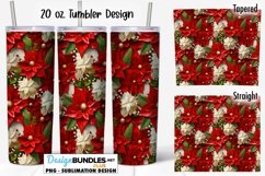 3D Christmas Poinsettia 20 oz Sublimation Tumbler Design Product Image 1
