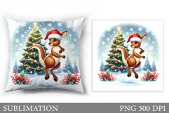 Christmas Kangaroo Pillow. Christmas Pillow Sublimation Product Image 1
