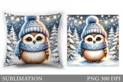 Cute Owl Pillow Design. Christmas Pillow Sublimation Product Image 1