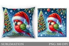 Christmas Parrot Pillow Design. Christmas Pillow Sublimation Product Image 1