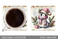 Cute Penguin Coaster Sublimation. Christmas Coaster Design Product Image 1
