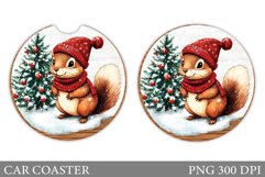 Cute Squirrel Car Coaster. Christmas Car Coaster Design Product Image 1