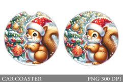 Cute Squirrel Car Coaster. Christmas Car Coaster Design Product Image 1