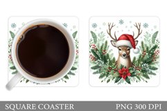 Christmas Deer Coaster Design. Christmas Coaster Sublimation Product Image 1