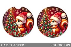 Cute Squirrel Car Coaster. Christmas Car Coaster Design Product Image 1