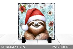 Christmas Sloth Sublimation. Christmas Sloth Slate Design Product Image 1