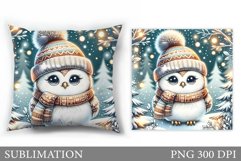 Cute Owl Pillow Design. Christmas Pillow Sublimation Product Image 1