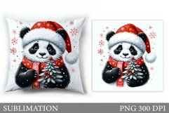Christmas Panda Pillow Design. Christmas Pillow Sublimation Product Image 1