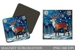 Reindeer Magnet Sublimation. Winter Deer Magnet Product Image 1
