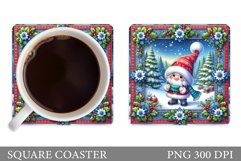 Christmas Gnome Coaster. Christmas Coaster Sublimation Product Image 1