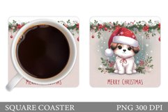 Cute Dog Coaster Design. Christmas Coaster Sublimation Product Image 1