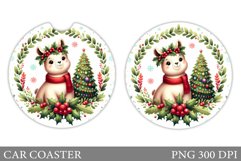 Lama Car Coaster Sublimation. Christmas Car Coaster Design Product Image 1