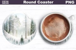 Coaster Winter forest | Round Coaster Christmas Product Image 1