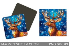 Reindeer Magnet Sublimation. Winter Deer Magnet Design Product Image 1