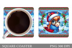 Cute Horse Coaster Design. Christmas Coaster Sublimation Product Image 1