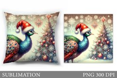 Christmas Peacock Pillow. Christmas Pillow Sublimation Product Image 1