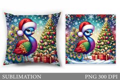 Christmas Peacock Pillow. Christmas Pillow Sublimation Product Image 1