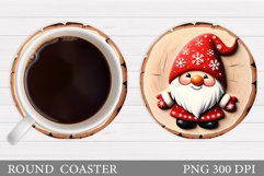 Cute Gnome Coaster Design. Christmas Coaster Sublimation Product Image 1