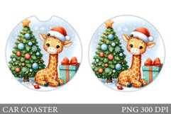 Christmas Giraffe Car Coaster. Christmas Car Coaster Design Product Image 1