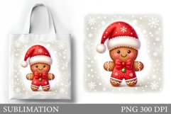 Gingerbread Tote Bag Design. Christmas Tote Bag Sublimation Product Image 1