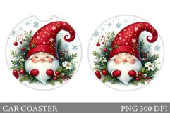 Cute Gnome Car Coaster. Christmas Car Coaster Sublimation Product Image 1