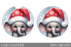 Christmas Elephant Car Coaster. Christmas Car Coaster Design Product Image 1