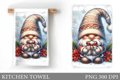 Christmas Kitchen Towel. Christmas Gnome Kitchen Towel Product Image 1