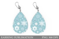 Snowflakes Earring Sulimation. Teardrop Snowflakes Earring Product Image 1