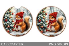 Cute Squirrel Car Coaster. Christmas Car Coaster Design Product Image 1