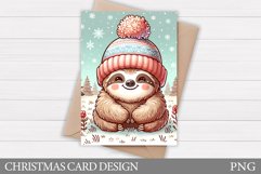 Christmas Card Design. Christmas Sloth Card Printable Product Image 1