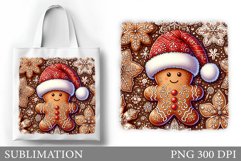 Gingerbread Tote Bag Design. Christmas Tote Bag Sublimation Product Image 1