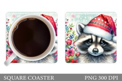 Christmas Raccoon Coaster. Christmas Coaster Sublimation Product Image 1