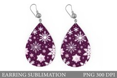 Snowflakes Earring Sulimation. Teardrop Snowflakes Earring Product Image 1
