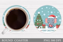 Cute Elephant Coaster Design. Christmas Coaster Sublimation Product Image 1