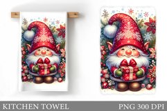 Christmas Kitchen Towel. Christmas Gnome Kitchen Towel Product Image 1
