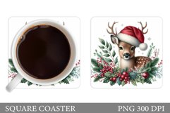 Christmas Deer Coaster Design. Christmas Coaster Sublimation Product Image 1
