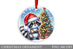 Cute Raccoon Christmas Ornament. Cute Raccoon Sublimation Product Image 1